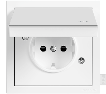 Tapa enchufe c/cubierta abatible IP44 de Vega Niessen